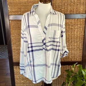 Lila Li medium cream with blue plaid design